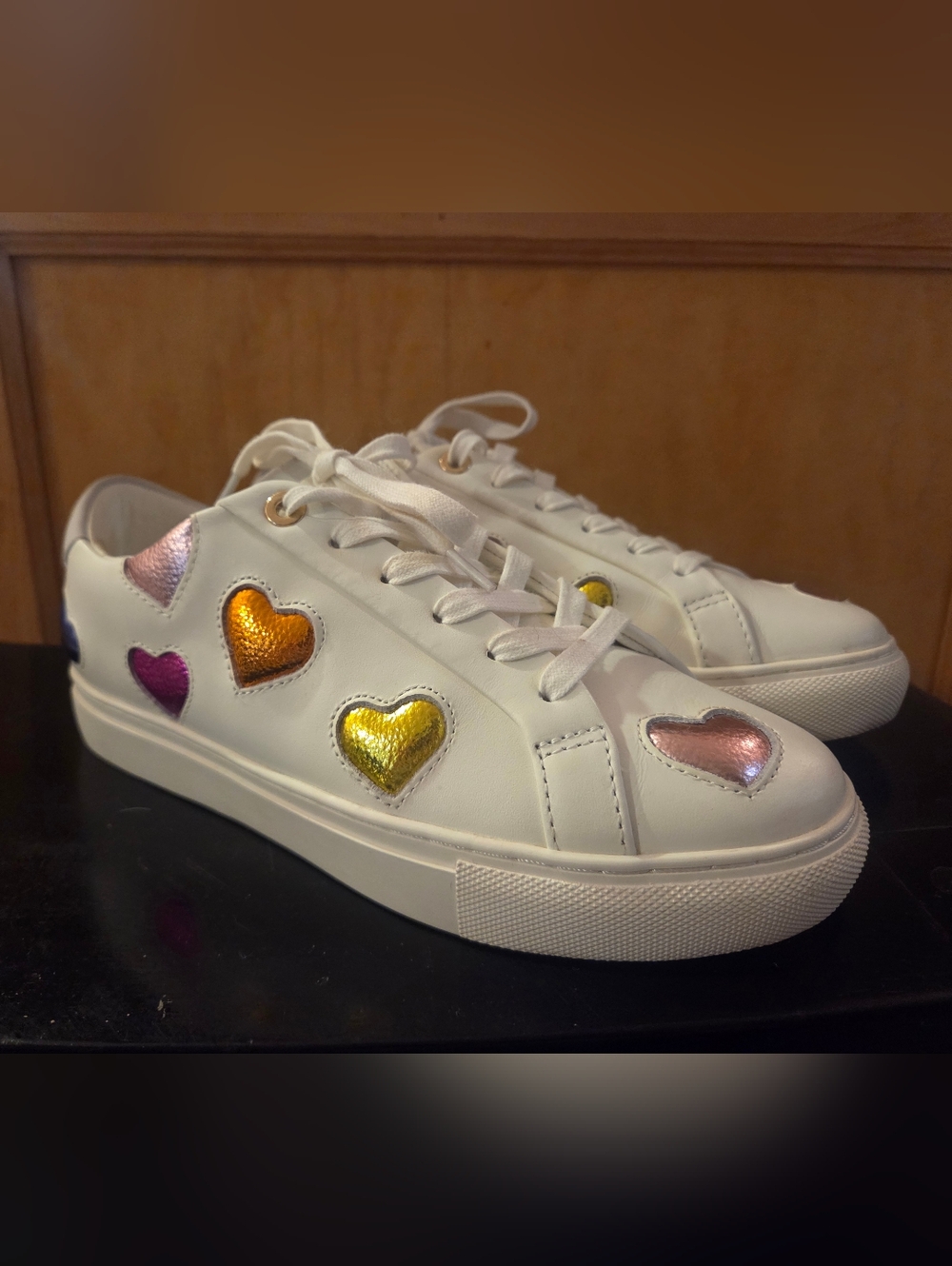 Kurt Geiger Rainbow Heart White Leather Sneaker